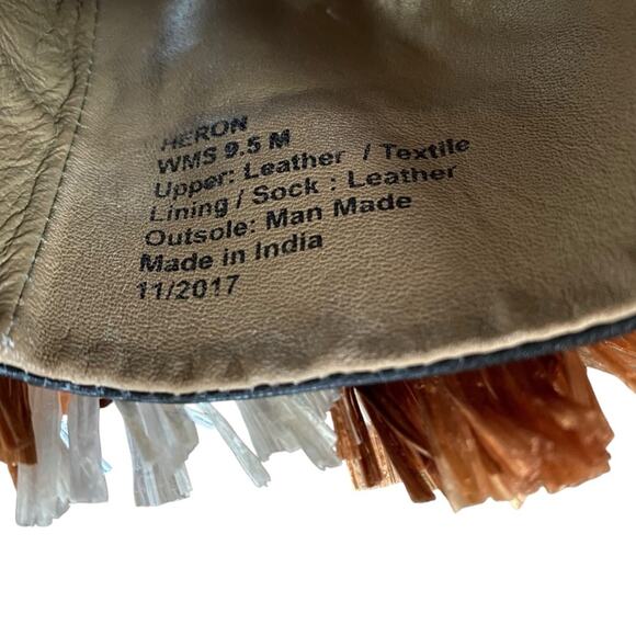 Kenneth Cole NWOB Leather Heron Slide Sandal Fringe Jewels size 9.5 - Picture 10 of 10